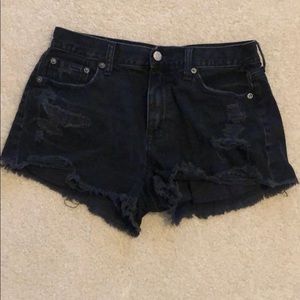 Black American Eagle Ripped Jean Shorts